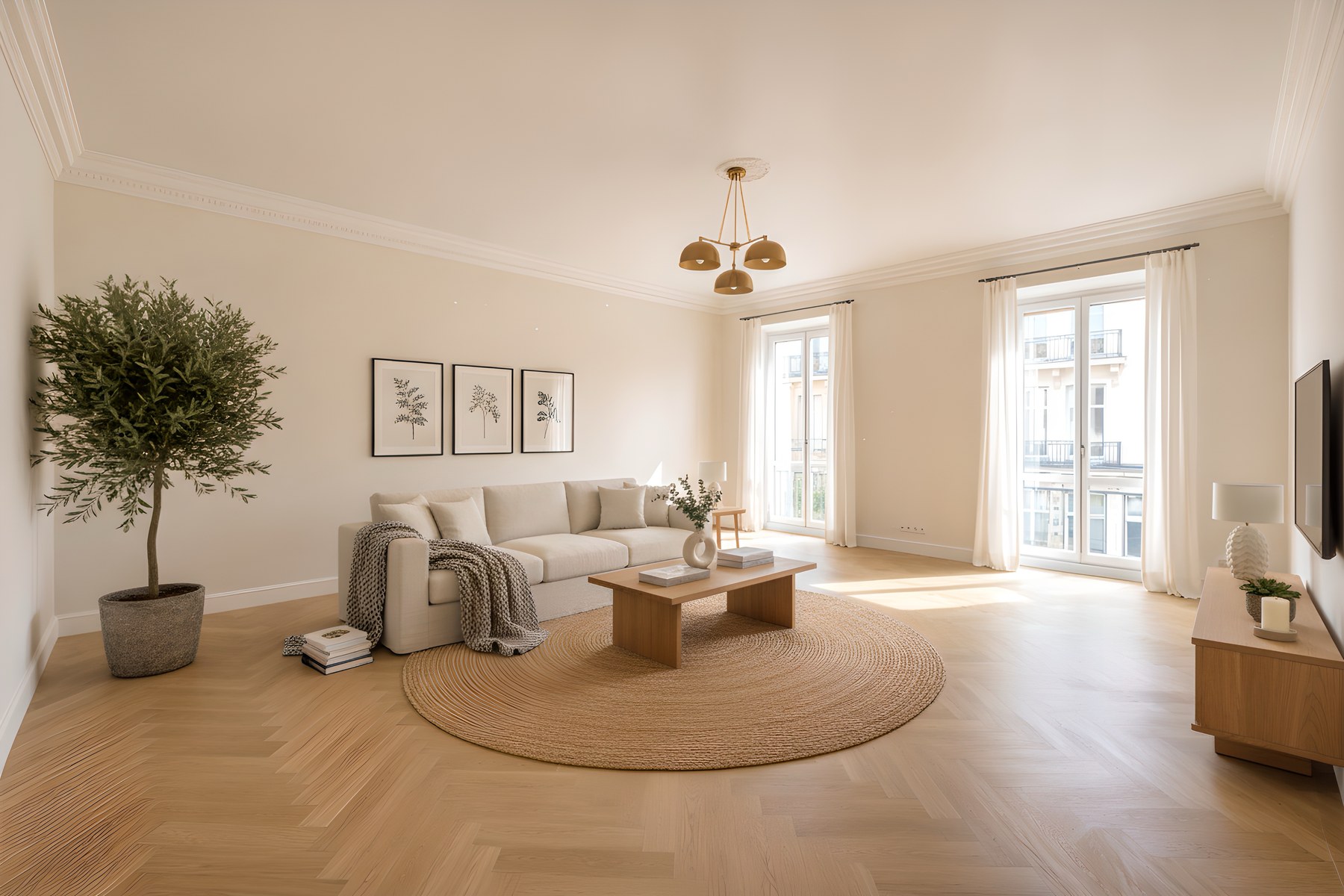 The same room visualised with furniture