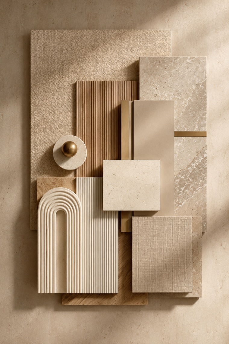 Warm travertine materials