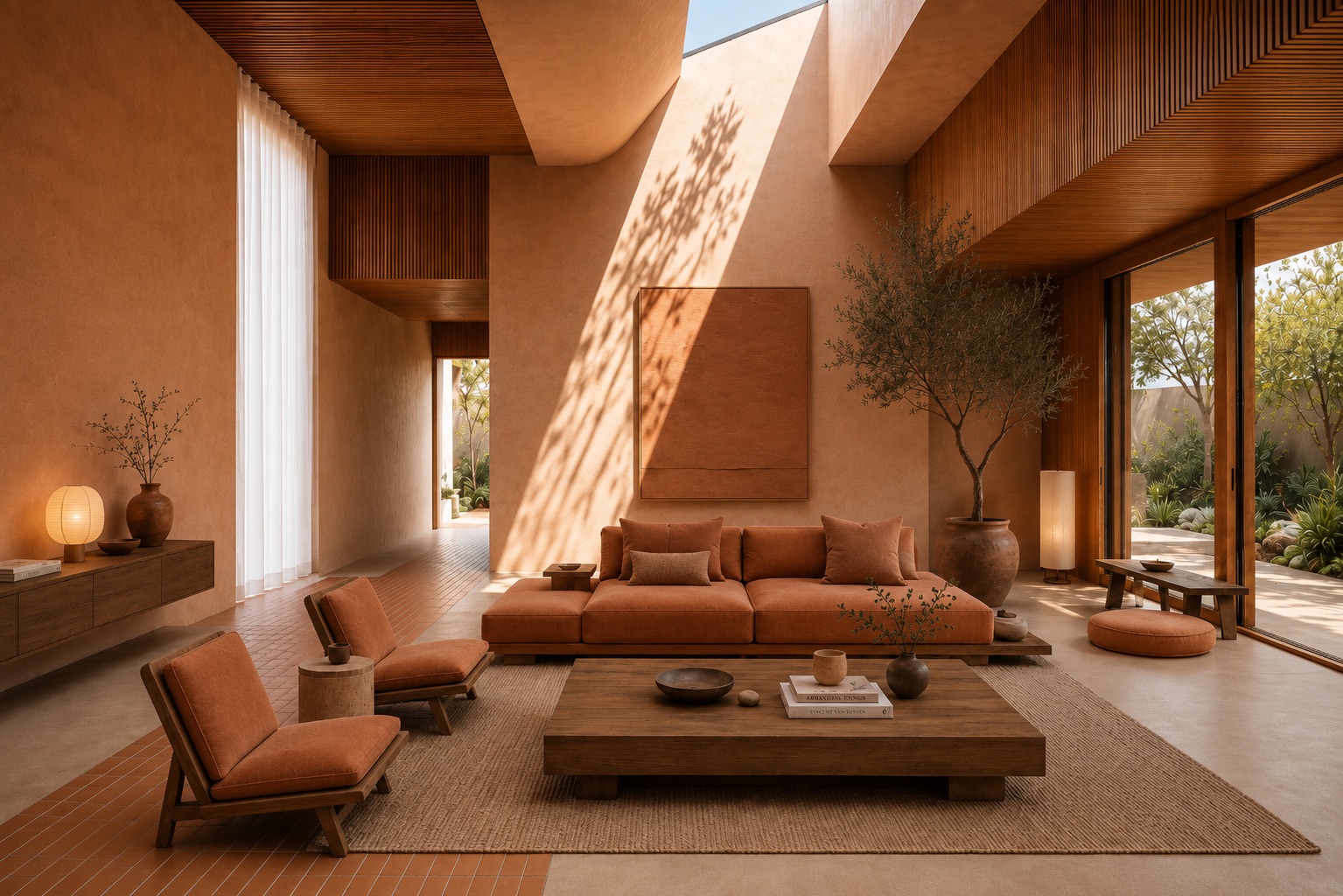 Japandi, earth and terracotta